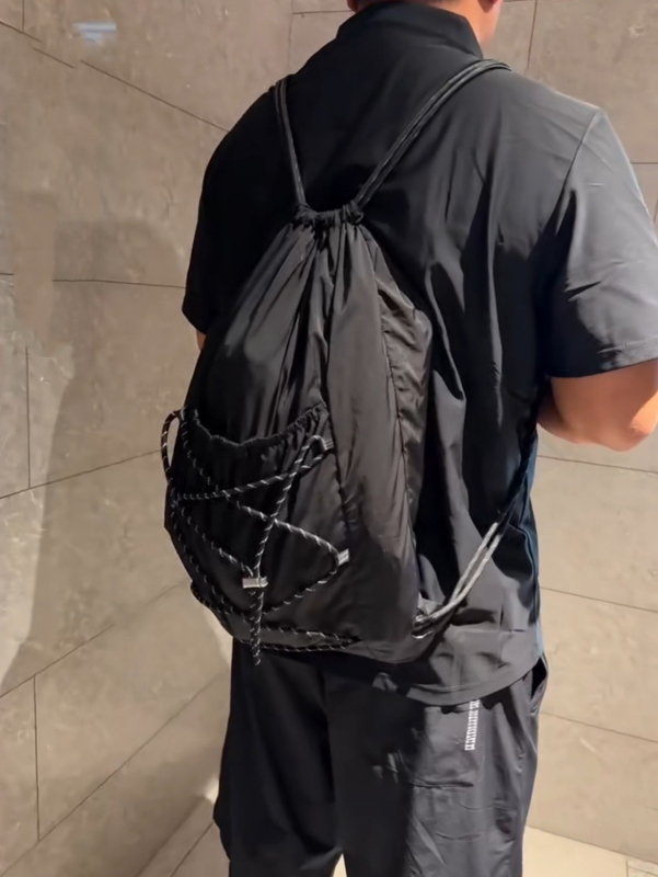 Drawstring Gym Bag - SHELKSBAG Unisex Wrinkled Nylon Drawstring Backpack