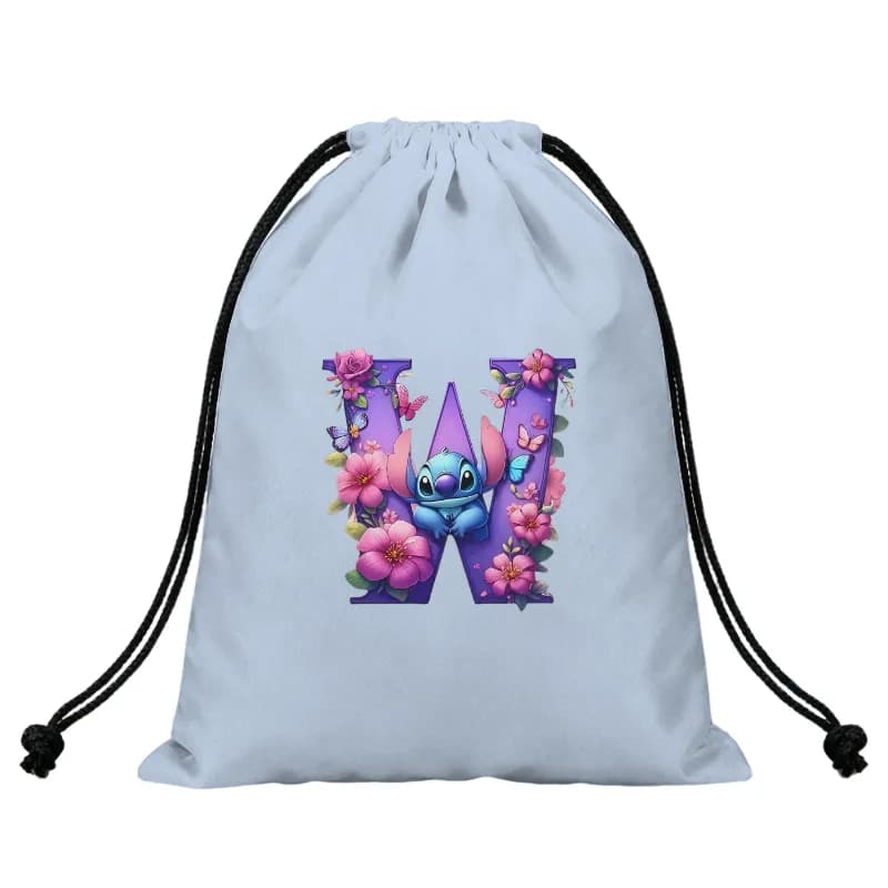 Cartoon Stich A-Z Alphabet Flo - Drawstring Gym Bag 评论和价格