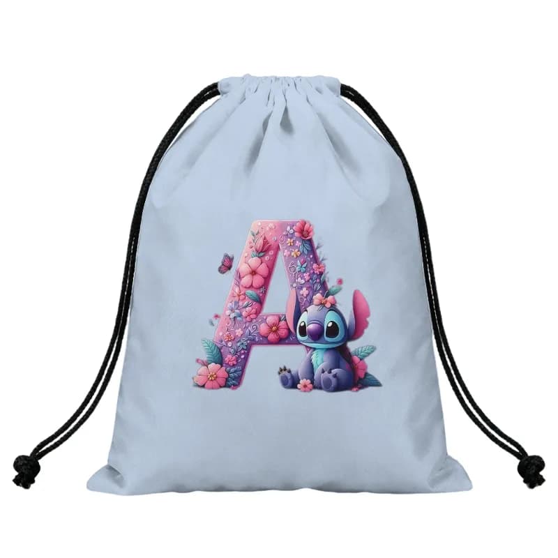 Cartoon Stich A-Z Alphabet Flo - Drawstring Gym Bag 评论和价格