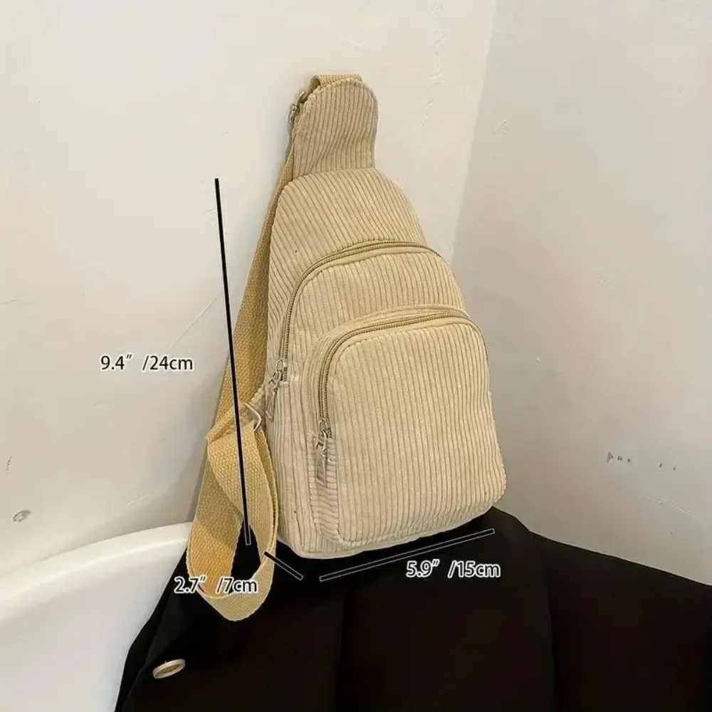 Vintage Corduroy Crossbody Bag - Sling Backpack Shoulder 评论和价格