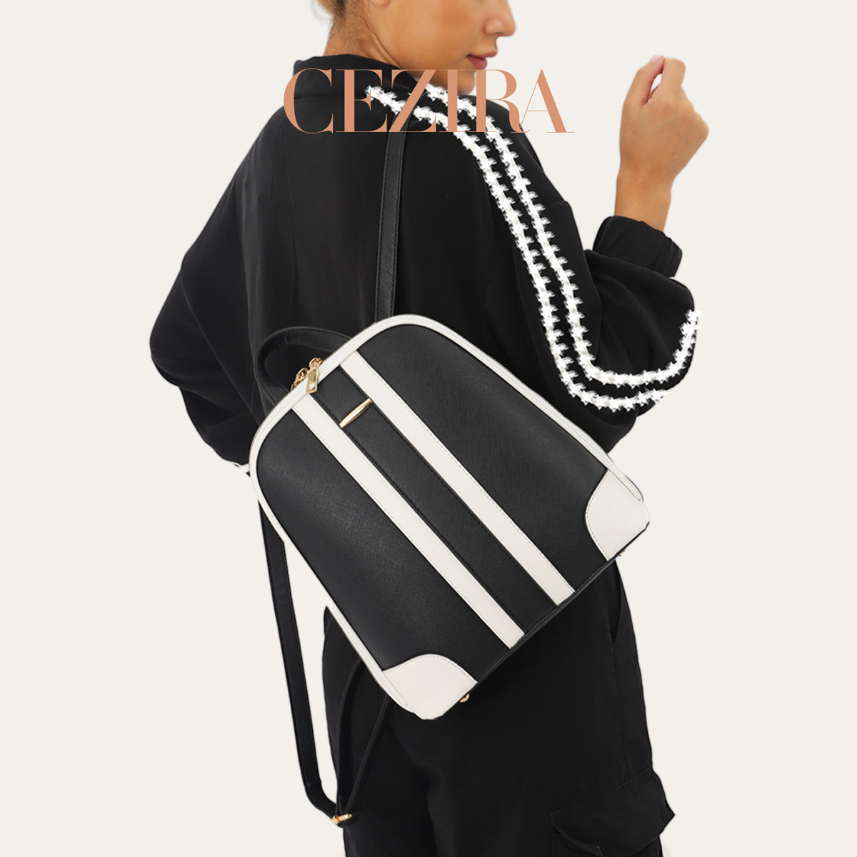 CR Fashion Stripes Patchwork B - Fashion Backpack Women 评论和价格